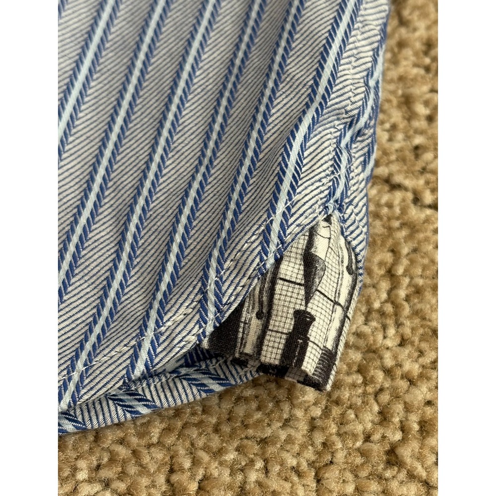 Ted Baker Archive Dress Shirt Men 16 Blue Stripe French Cuff Excellent Condition - Picture 7 of 16